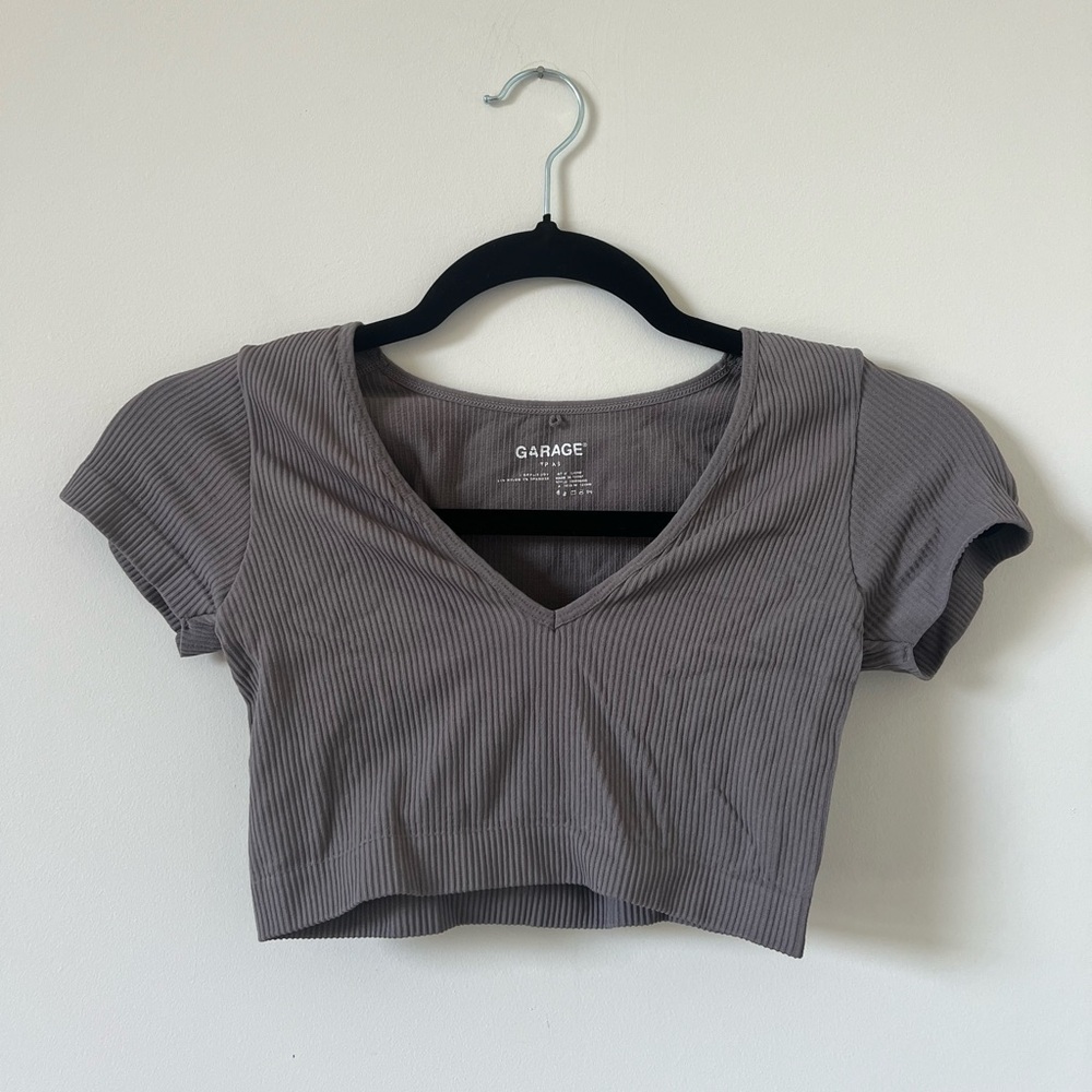 Garage Women's XS Grey Ribbed Crop Top
